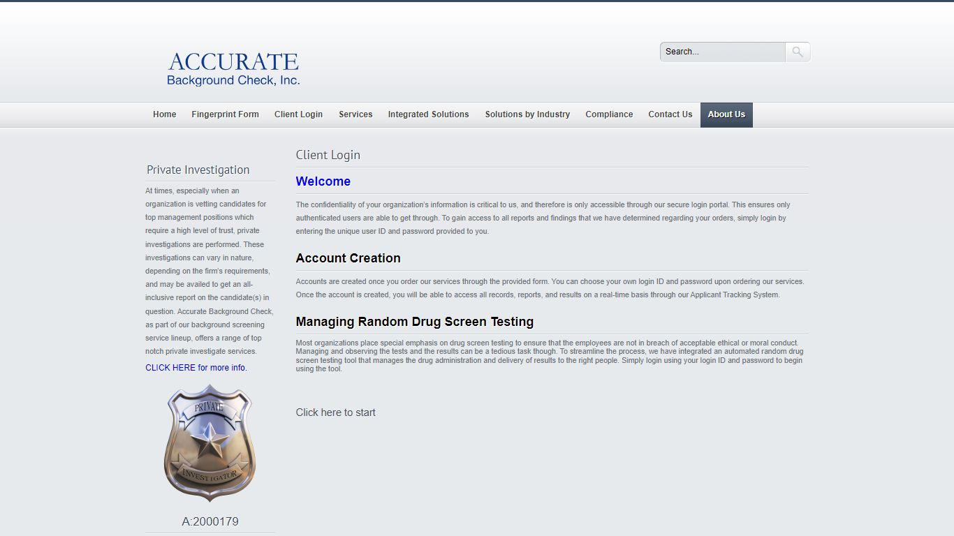 Client Login - Accurate Background